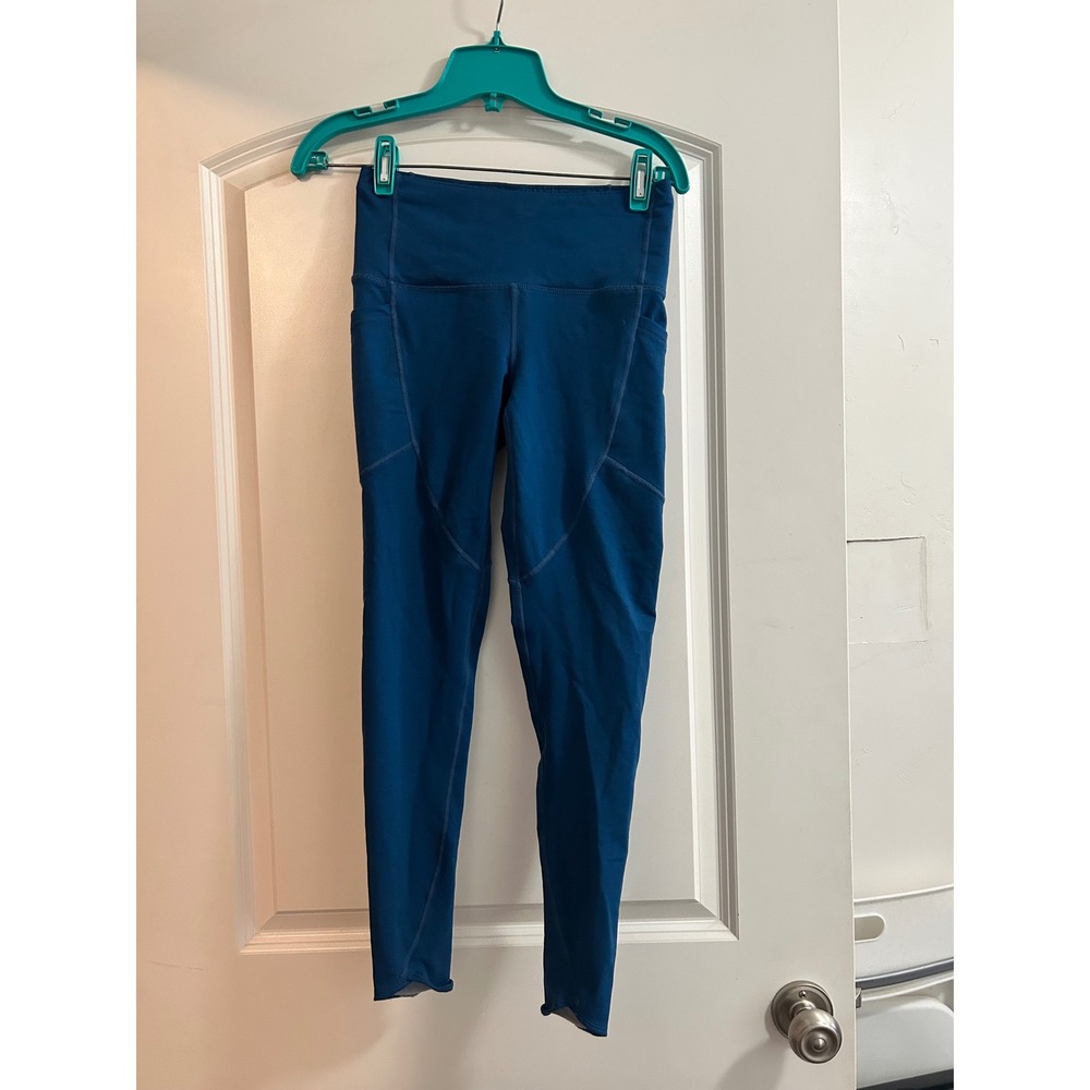 Oiselle Womens Teal Blue Pocket Running Leggings High Rise Size 2